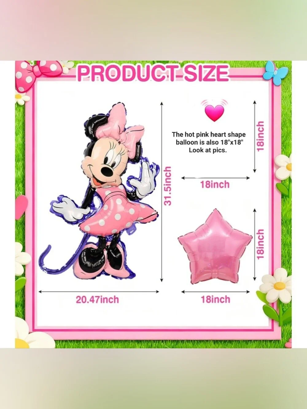 Pink Minnie Mouse Foil Birthday Balloon Decoration